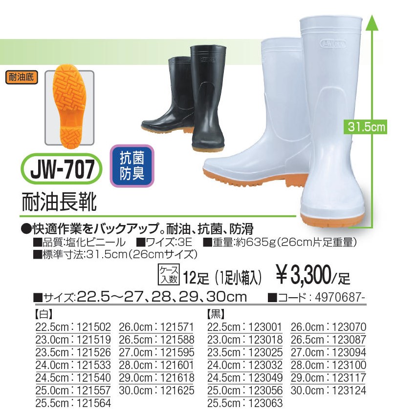 未使用品】 おたふく手袋 おたふく耐油長靴27.0 白 27.0cm JW-707 通販
